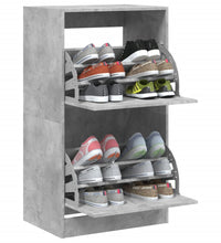 Schuhschrank mit 2 Klappen Betongrau 60x42x108 cm