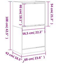 Schuhschrank mit 2 Klappen Betongrau 60x42x108 cm