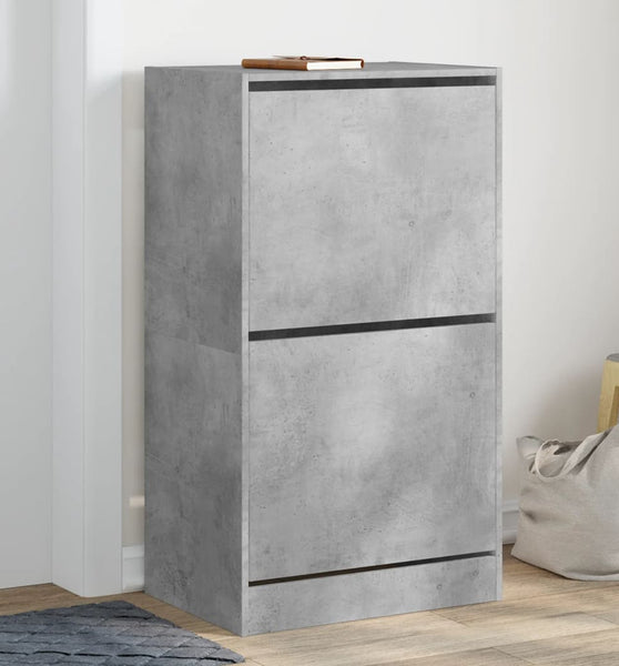 Schuhschrank mit 2 Klappen Betongrau 60x42x108 cm