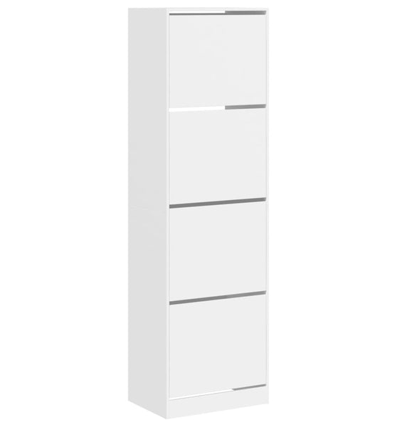 Schuhschrank mit 4 Klappen Weiß 60x42x204 cm
