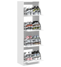 Schuhschrank mit 4 Klappen Weiß 60x42x204 cm