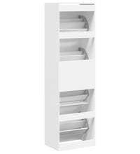 Schuhschrank mit 4 Klappen Weiß 60x42x204 cm