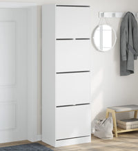 Schuhschrank mit 4 Klappen Weiß 60x42x204 cm