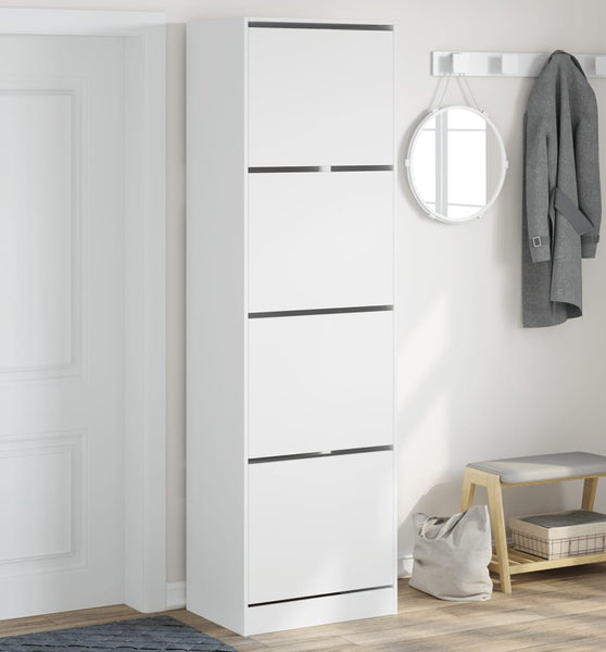 Schuhschrank mit 4 Klappen Weiß 60x42x204 cm