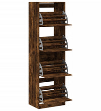 Schuhschrank mit 4 Klappen Räuchereiche 60x42x204 cm