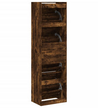 Schuhschrank mit 4 Klappen Räuchereiche 60x42x204 cm