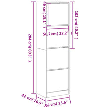 Schuhschrank mit 4 Klappen Räuchereiche 60x42x204 cm