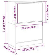 Schuhschrank mit 2 Klappen Räuchereiche 80x42x108 cm