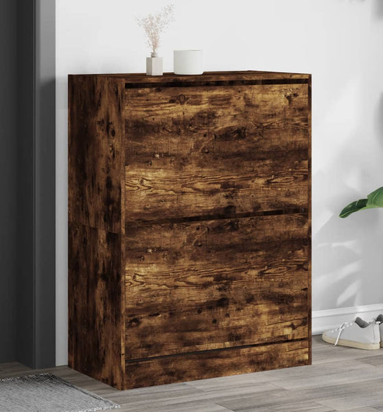 Schuhschrank mit 2 Klappen Räuchereiche 80x42x108 cm