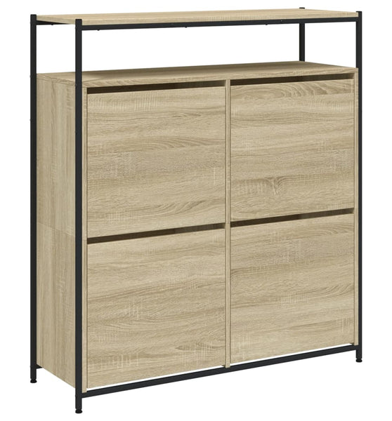 Schuhschrank mit 4 Klappen Sonoma-Eiche 100x34x112 cm