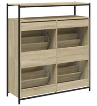 Schuhschrank mit 4 Klappen Sonoma-Eiche 100x34x112 cm