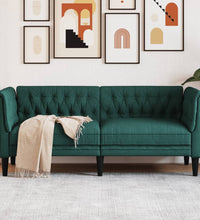 Chesterfield-Sofa 2-Sitzer Dunkelgrün Stoff