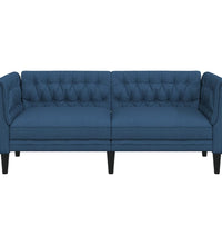 Chesterfield-Sofa 2-Sitzer Blau Stoff