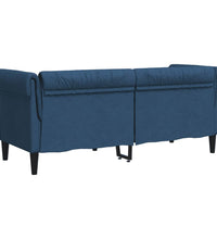 Chesterfield-Sofa 2-Sitzer Blau Stoff
