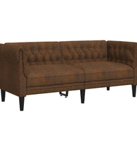Chesterfield-Sofa 2-Sitzer Braun Stoff
