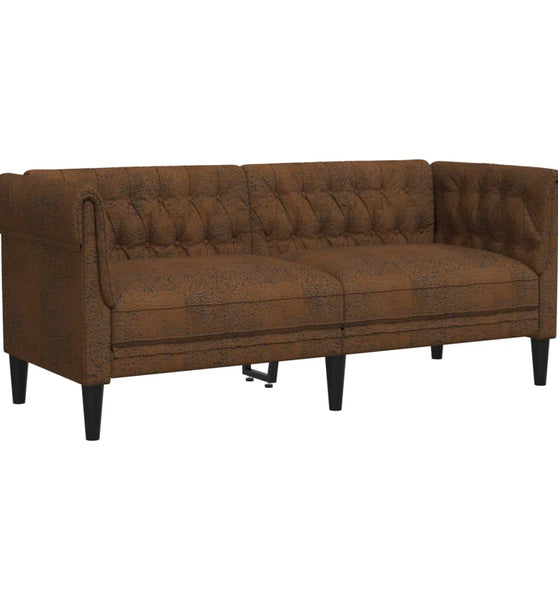 Chesterfield-Sofa 2-Sitzer Braun Stoff