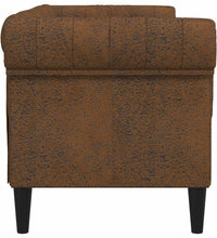 Chesterfield-Sofa 2-Sitzer Braun Stoff