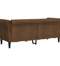 Chesterfield-Sofa 2-Sitzer Braun Stoff