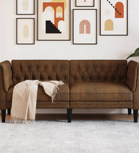 Chesterfield-Sofa 2-Sitzer Braun Stoff