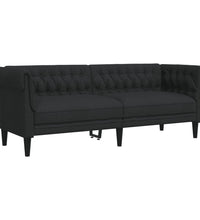 Chesterfield-Sofa 3-Sitzer Schwarz Stoff