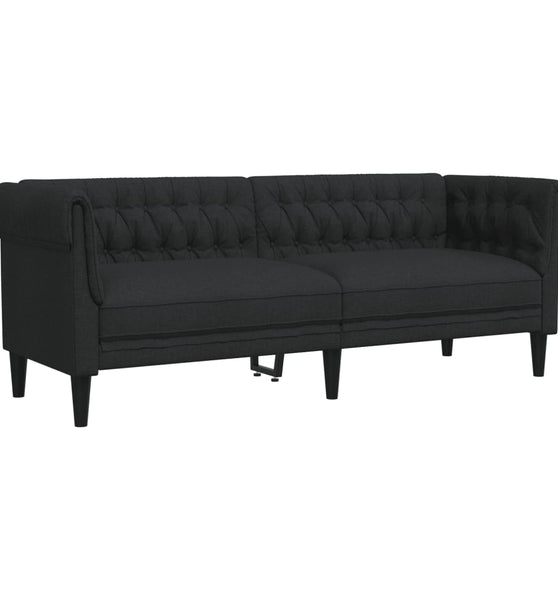 Chesterfield-Sofa 3-Sitzer Schwarz Stoff