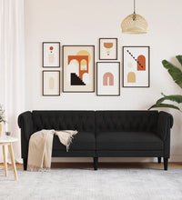 Chesterfield-Sofa 3-Sitzer Schwarz Stoff