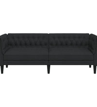 Chesterfield-Sofa 3-Sitzer Schwarz Stoff
