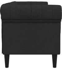 Chesterfield-Sofa 3-Sitzer Schwarz Stoff