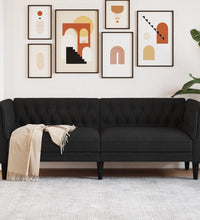 Chesterfield-Sofa 3-Sitzer Schwarz Stoff