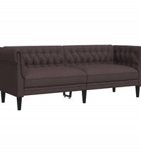 Chesterfield-Sofa 3-Sitzer Dunkelbraun Stoff
