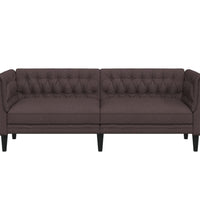 Chesterfield-Sofa 3-Sitzer Dunkelbraun Stoff