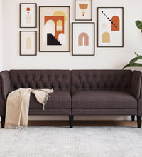 Chesterfield-Sofa 3-Sitzer Dunkelbraun Stoff