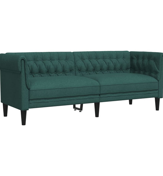 Chesterfield-Sofa 3-Sitzer Dunkelgrün Stoff