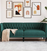 Chesterfield-Sofa 3-Sitzer Dunkelgrün Stoff