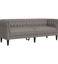 Chesterfield-Sofa 3-Sitzer Taupe Stoff