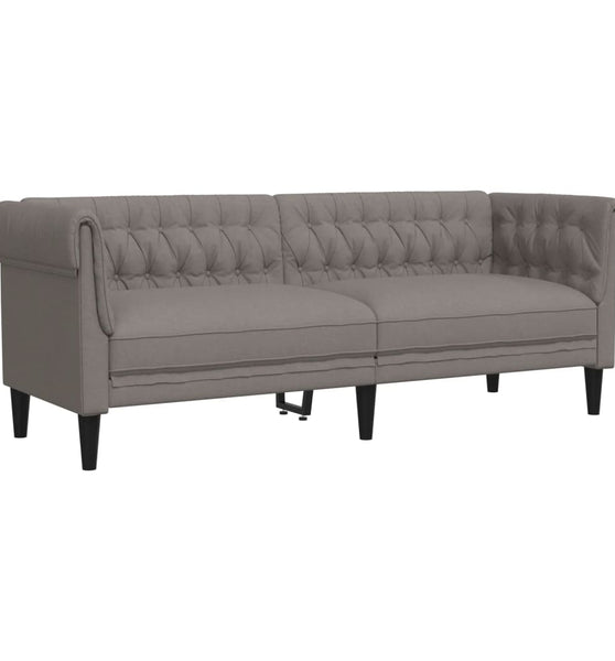 Chesterfield-Sofa 3-Sitzer Taupe Stoff
