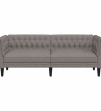 Chesterfield-Sofa 3-Sitzer Taupe Stoff