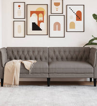 Chesterfield-Sofa 3-Sitzer Taupe Stoff