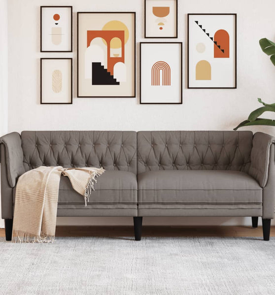 Chesterfield-Sofa 3-Sitzer Taupe Stoff