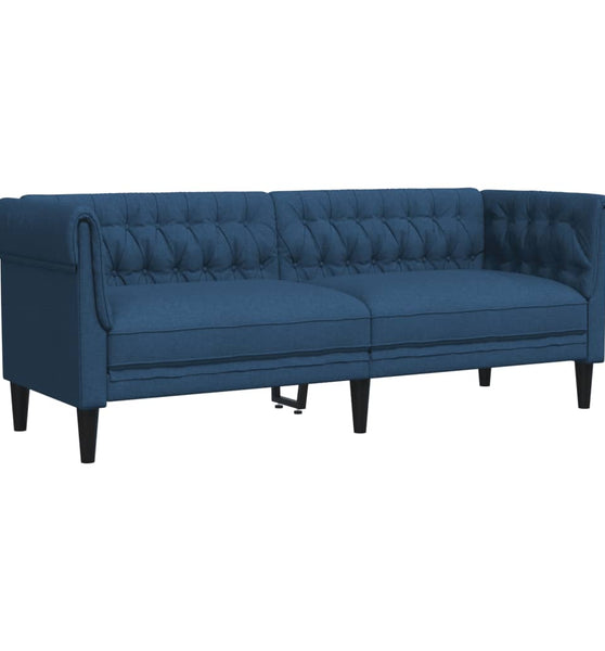 Chesterfield-Sofa 3-Sitzer Blau Stoff