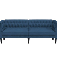 Chesterfield-Sofa 3-Sitzer Blau Stoff