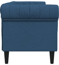 Chesterfield-Sofa 3-Sitzer Blau Stoff