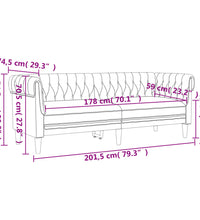3-Sitzer-Sofa Chesterfield Leinen