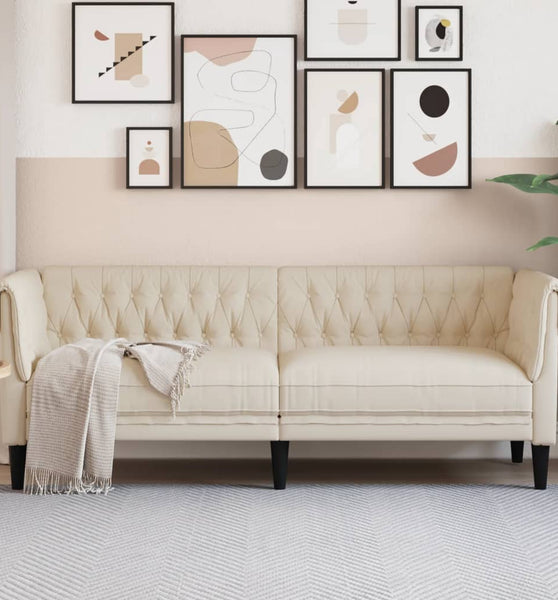 3-Sitzer-Sofa Chesterfield Leinen