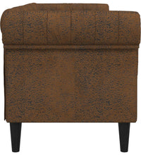 Chesterfield-Sofa 3-Sitzer Braun Stoff