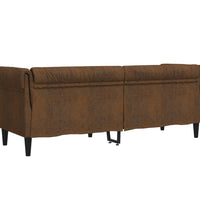 Chesterfield-Sofa 3-Sitzer Braun Stoff
