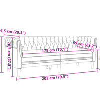Chesterfield-Sofa 3-Sitzer Braun Stoff
