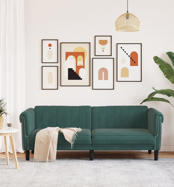 Sofa 3-Sitzer Dunkelgrün Samt