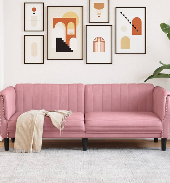 Sofa 3-Sitzer Rosa Samt