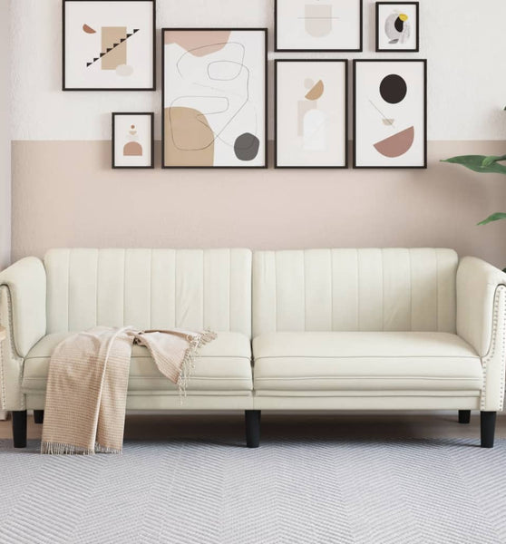 Sofa 3-Sitzer Creme Samt